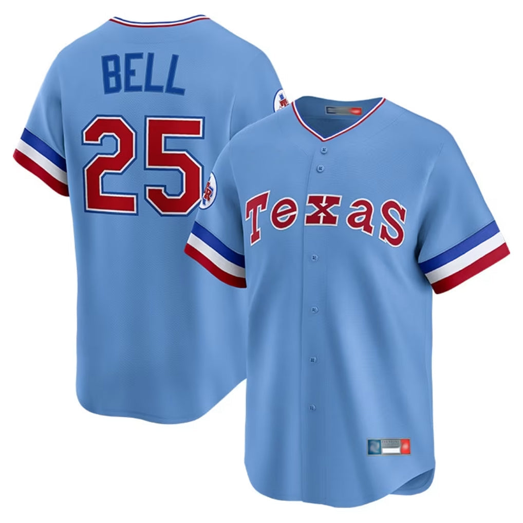 T.Rangers #25 Buddy Bell Player Blue Home City Connect Limited Stitched Jerseys