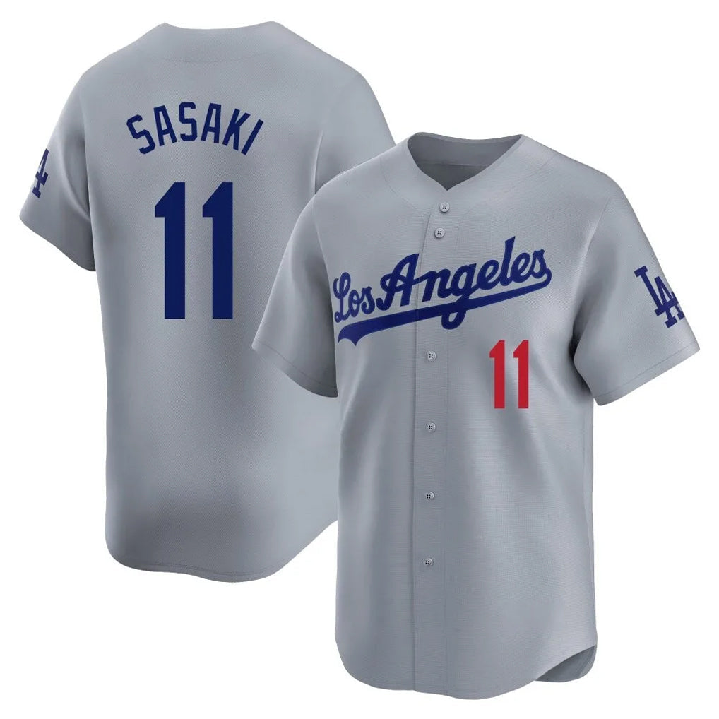 LA.Dodgers #11 Roki Sasaki Player Gray Limited Home Gdoa Stitched Jerseys