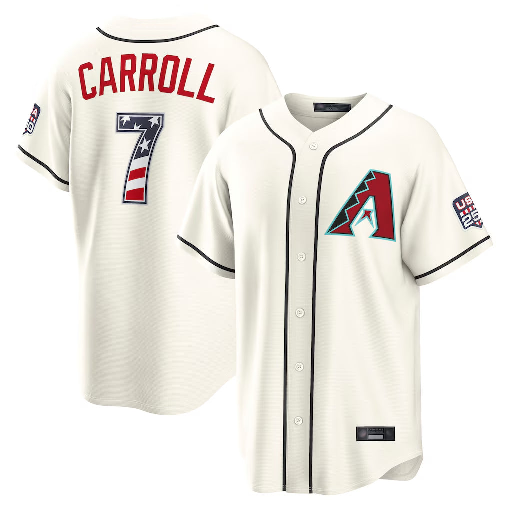 A.Diamondbacks #7 Corbin Carroll Player Cream USA 250 Fourth of July Home Game Gdoa250Ys Stitched Jerseys
