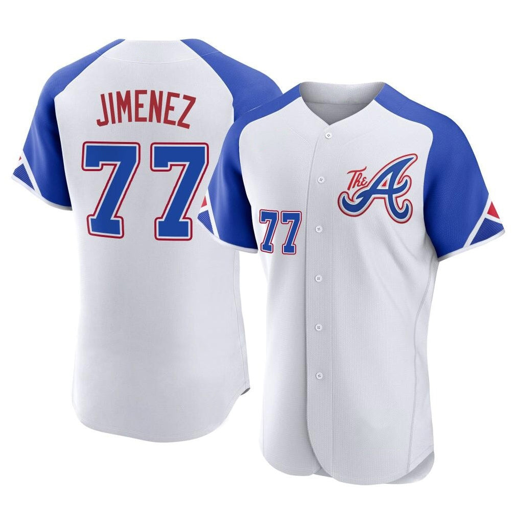A.Braves #77 Joe Jimenez Player White City Connect Limited Elite Home Game Gdoa Stitched Jerseys