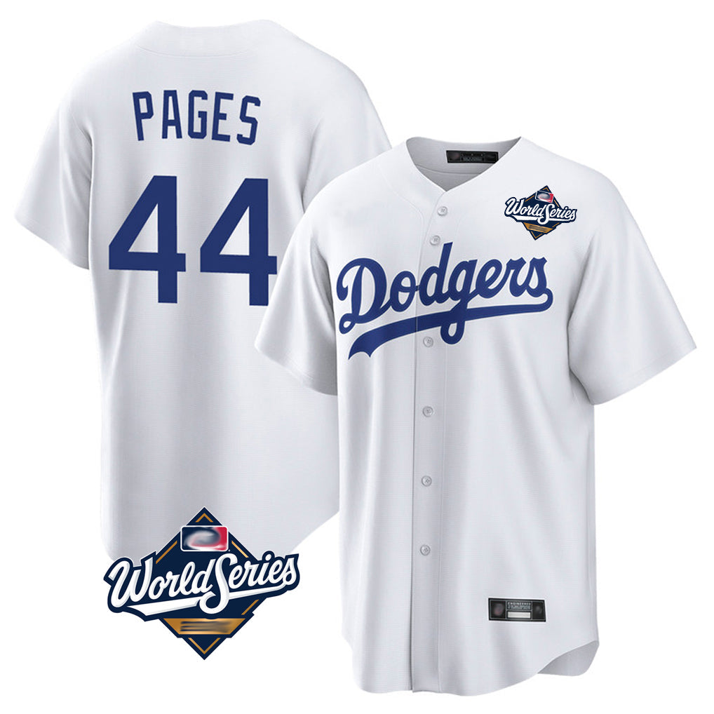 LA.Dodgers #44 Andy Pages Player White World Series Game Home Gdoa Stitched Jerseys