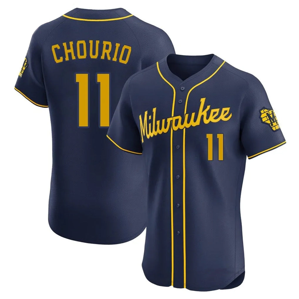 M.Brewers #11 Jackson Chourio Player Navy Home Limited Elite Gdoa Stitched Jerseys