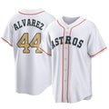 H.Astros #44 Yordan Alvarez Player Gold Collection Game Home Gdoa Stitched Jerseys