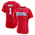M.Marlins #1 Connor Norby Player Red City Connect Home Limited Elite Gdoa Stitched Jerseys