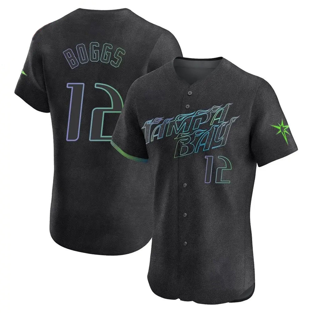 T.Bay Rays #12 Wade Boggs Player Black City Connect Home Limited Elite Stitched Jerseys
