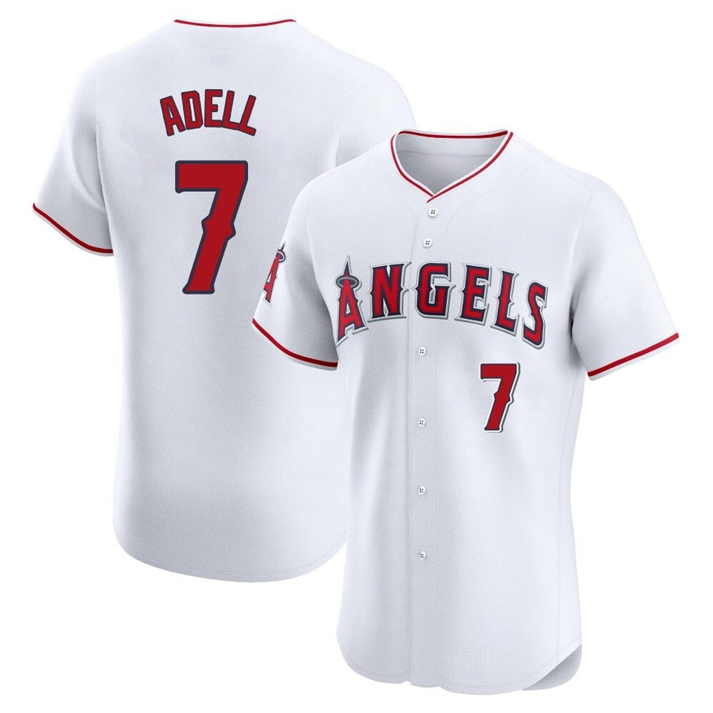 LA.Angels #7 Jo Adell Player White Limited Elite Gdoa Stitched Home Jerseys