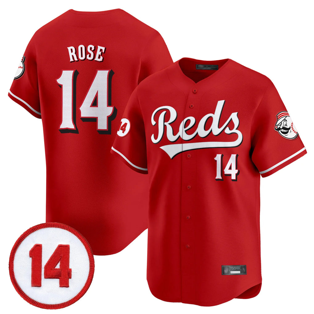 C.Reds #14 Pete Rose Player Red Vapor Premier Limited Home Gdoa Stitched Jerseys