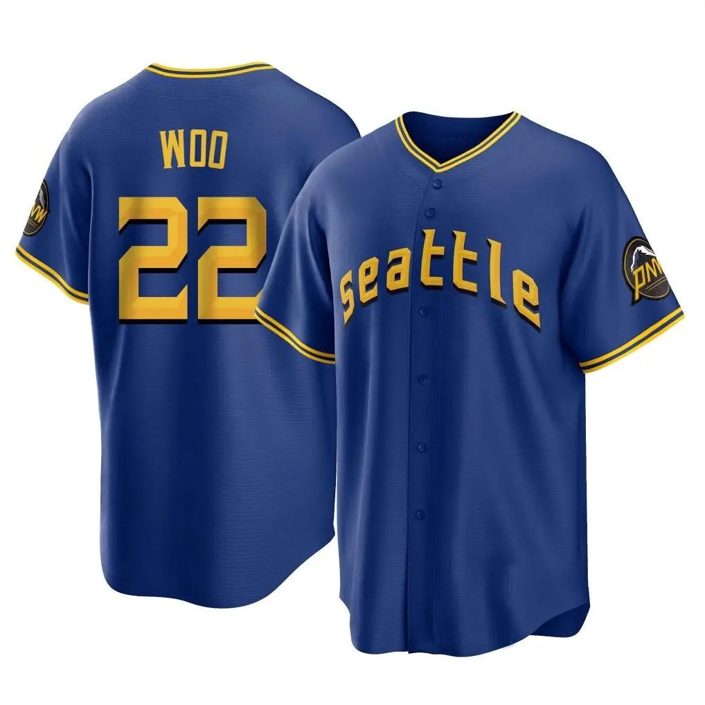 S.Mariners #22 Bryan Woo Player Royal City Connect Home Game Stitched Jerseys