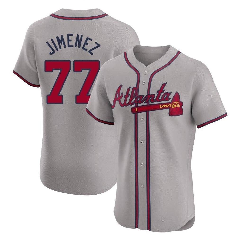 A.Braves #77 Joe Jimenez Player Gray Limited Elite Home Game Gdoa Stitched Jerseys