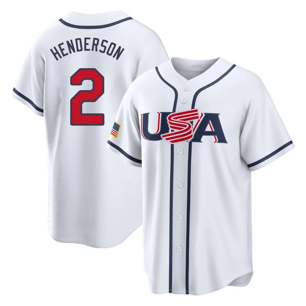 B.Orioles #2 Gunnar Henderson Player White USA 2026 World Classic Home Game Gdoa Stitched Jerseys
