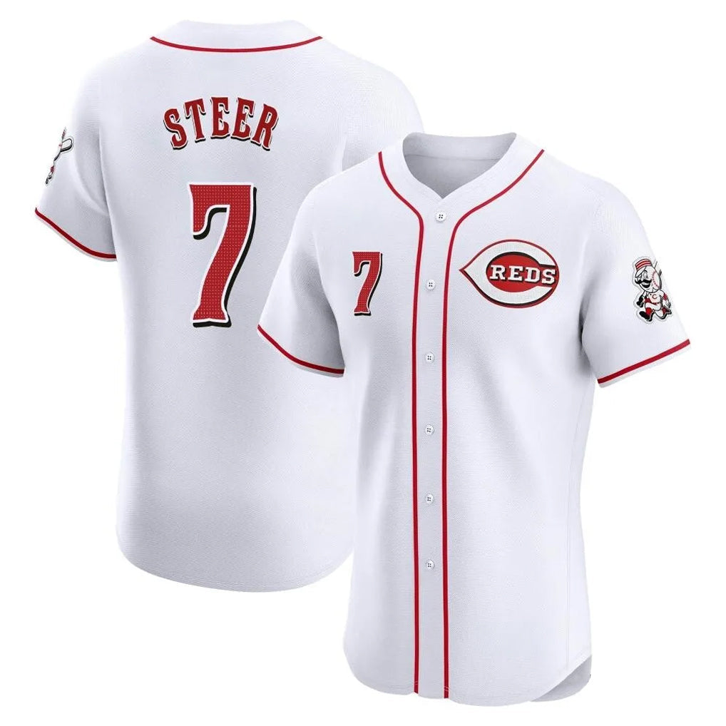 C.Reds #7 Spencer Steer Player White Limited Elite Home Gdoa Stitched Jerseys