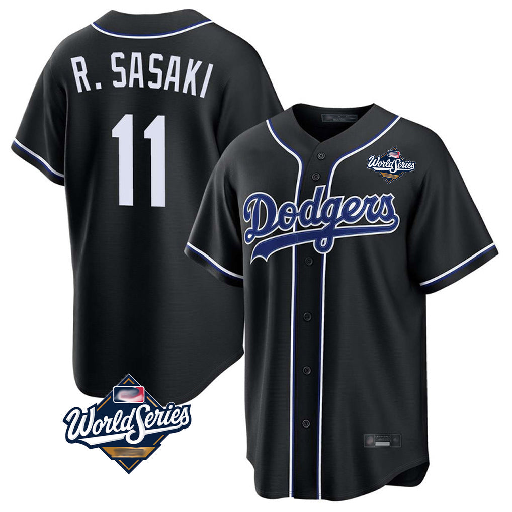 LA.Dodgers #11 Roki Sasaki Player Black World Series Carbon Limited Home Gdoa Stitched Jerseys