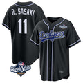 LA.Dodgers #11 Roki Sasaki Player Black World Series Carbon Limited Home Gdoa Stitched Jerseys