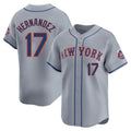 NY.Mets #17 Keith Hernandez Player Gray Road Limited Home Gdoa Stitched Jerseys