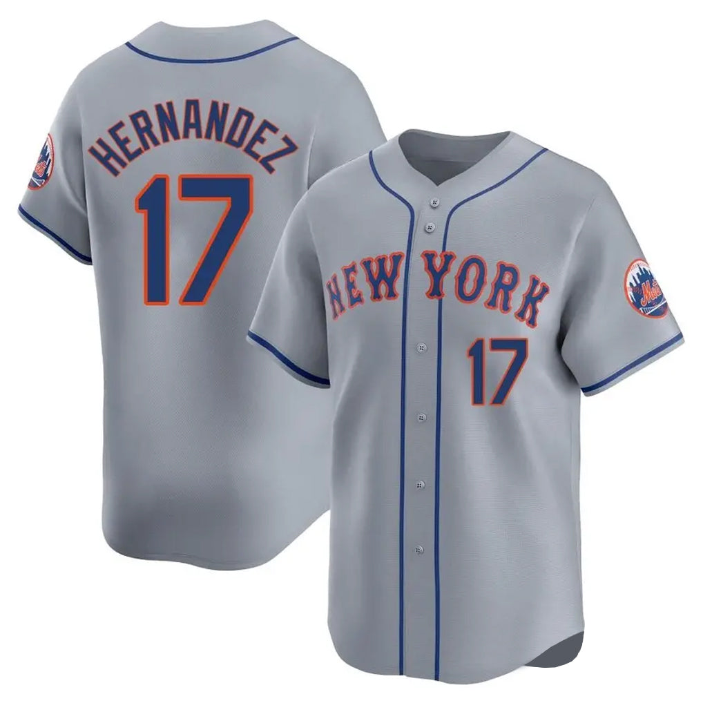 NY.Mets #17 Keith Hernandez Player Gray Road Limited Home Gdoa Stitched Jerseys