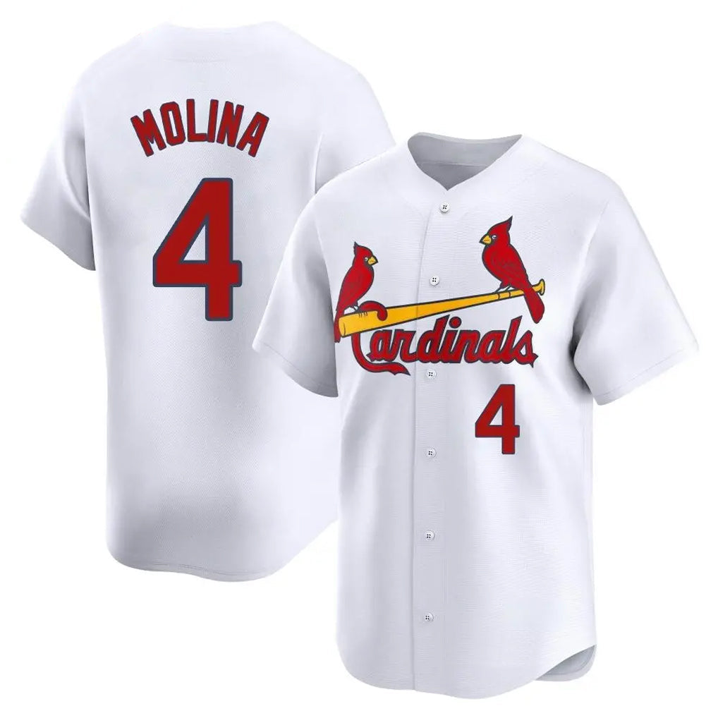 St. Louis Cardinals #4 Yadier Molina Player White Home Limited Stitched Jerseys