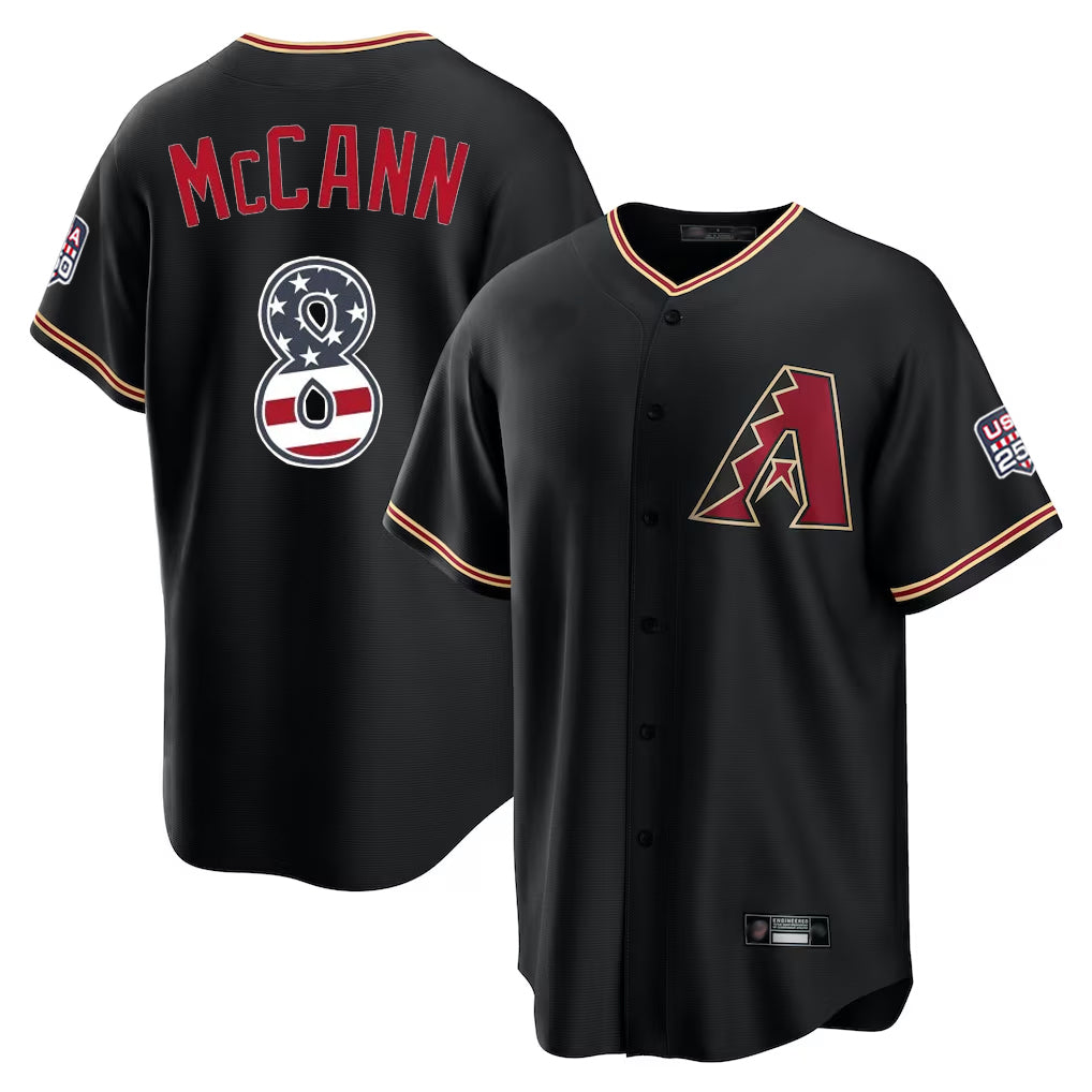 A.Diamondbacks #8 James McCann Player Black USA 250 Fourth of July Game Home Gdoa250Ys Stitched Jerseys