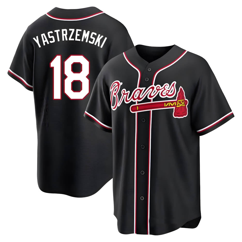 A.Braves #18 Mike Yastrzemski player Black Replica Fashion Out Stitched Jerseys