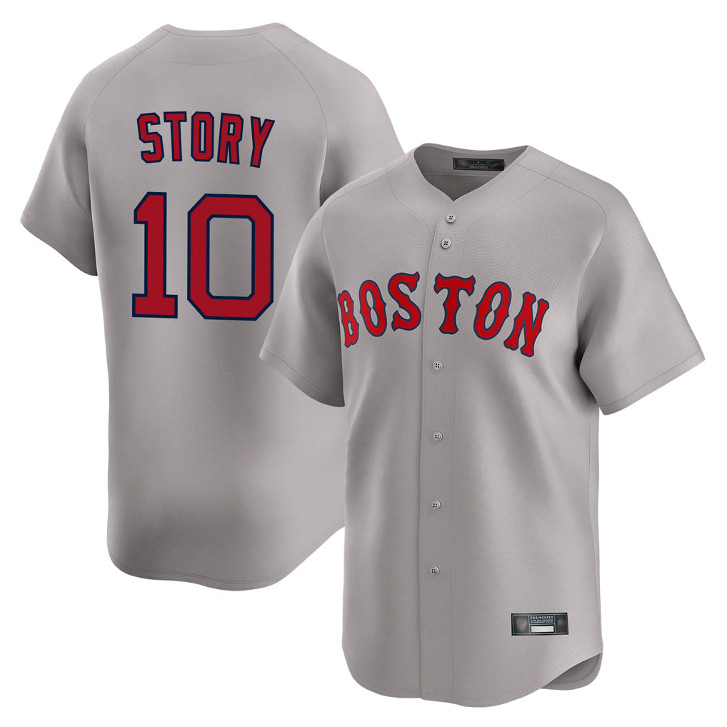 B.Red Sox #10 Trevor Story Player Gray Road Limited Home Game Gdoa Stitched Jerseys