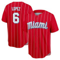 M.Marlins #6 Otto Lopez Player Red City Connect Home Game Gdoa Stitched Jerseys