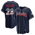 A.Braves #28 Matt Olson Player Navy USA 250 Fourth Of July Limited Home Game Gdoa250Ys Stitched Jerseys
