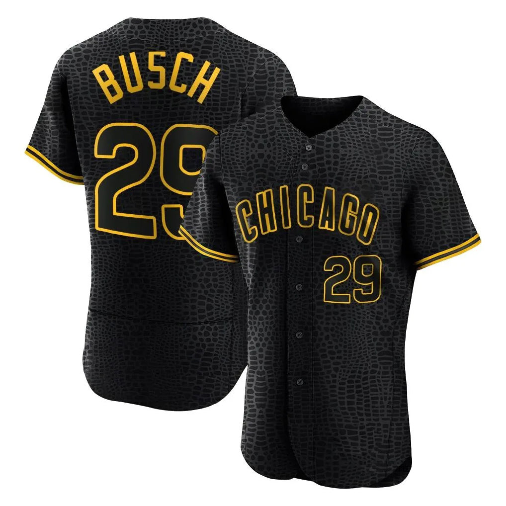 C.Cubs #29 Michael Busch Player Black Snake Skin City Limited Elite Home Game Gdoa Stitched Jerseys