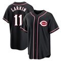 C.Reds #11 Barry Larkin Player Black Fashion Out Home Game Gdoa Stitched Jerseys