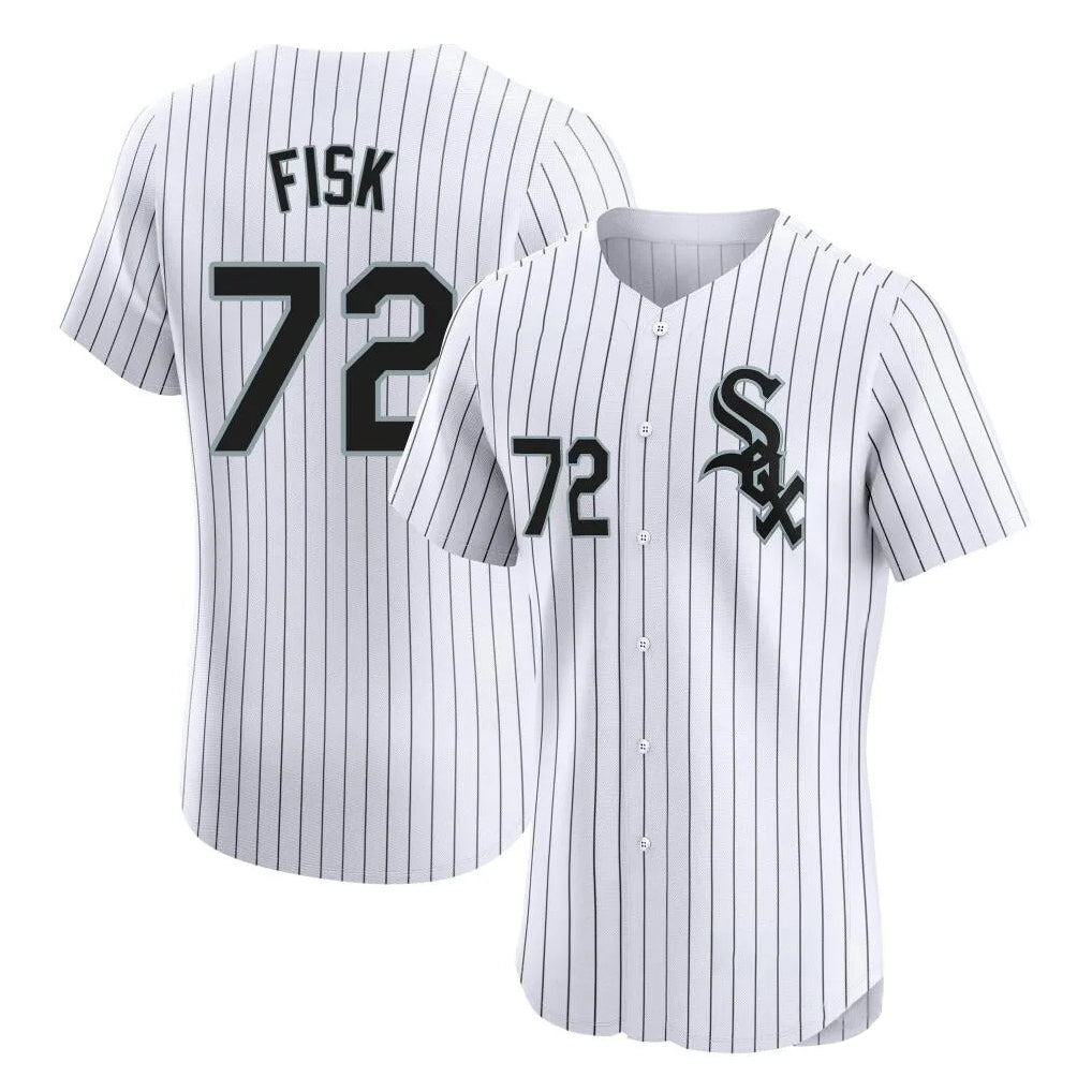 C.White Sox #72 Carlton Fisk Player White Stripe Limited Elite Home Gdoa Stitched Jerseys
