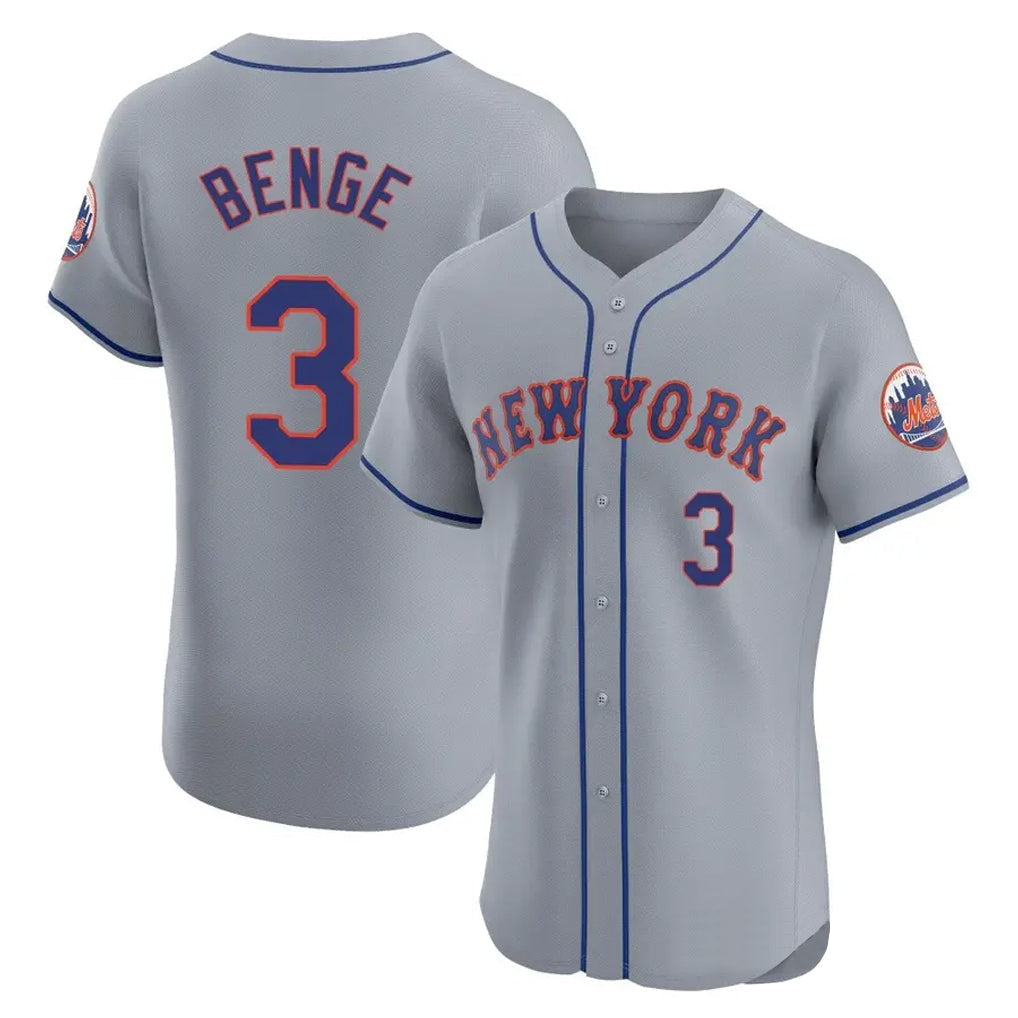 NY.Mets #3 Carson Benge Player Gray Road Limited Elite Home Stitched Jerseys