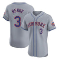 NY.Mets #3 Carson Benge Player Gray Road Limited Elite Home Gdoa Stitched Jerseys
