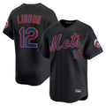 NY.Mets #12 Francisco Lindor Player Black Alternate Home Limited Gdoa Stitched Jerseys
