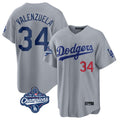 LA.Dodgers #34 Fernando Valenzuela Player Gray World Series Meet Game Home Gdoa Stitched Jerseys
