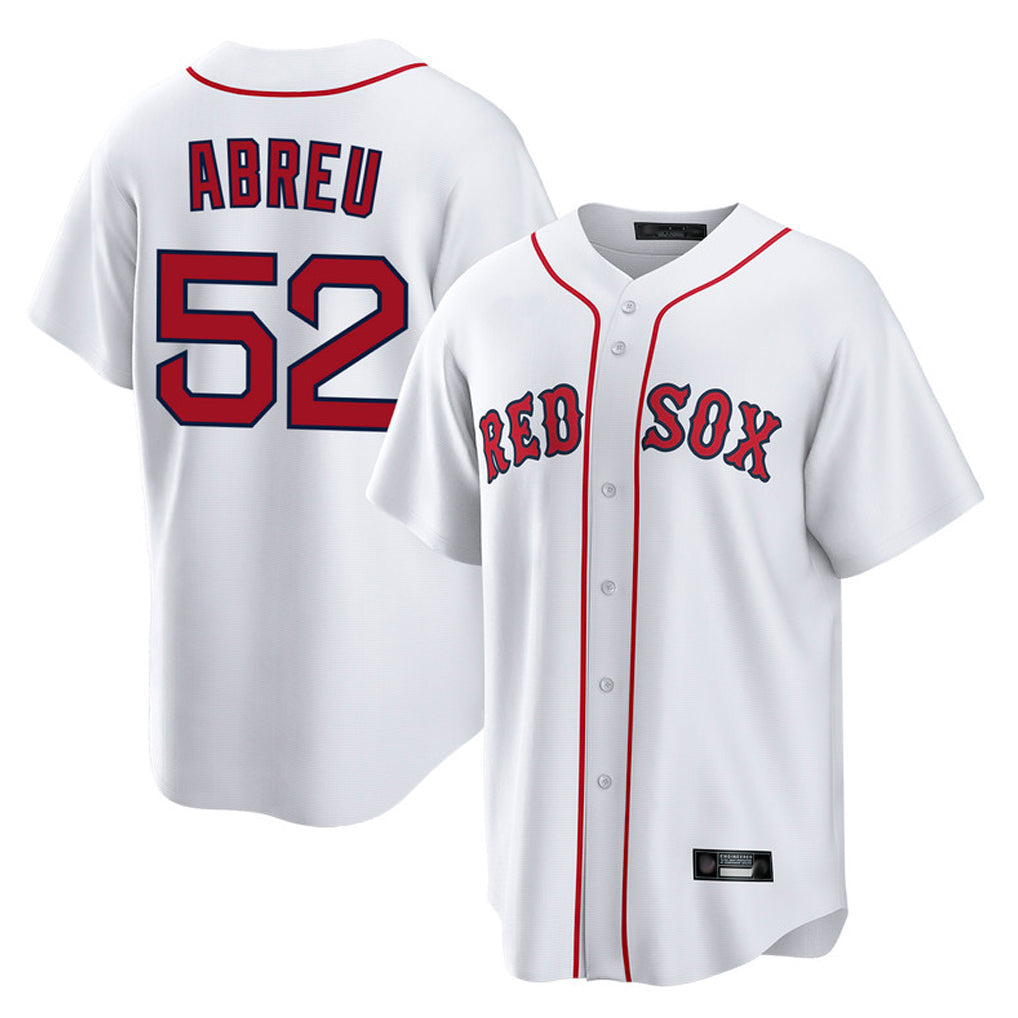 B.Red Sox #52 Wilyer Abreu Player White Home Game Gdoa Stitched Jerseys