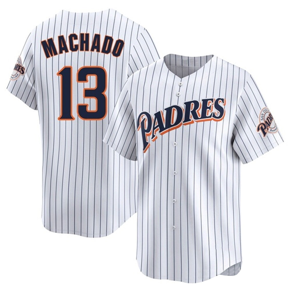 S.Diego Padres #13 Manny Machado Player White Cooperstown Collection Limited Home Stitched Jerseys