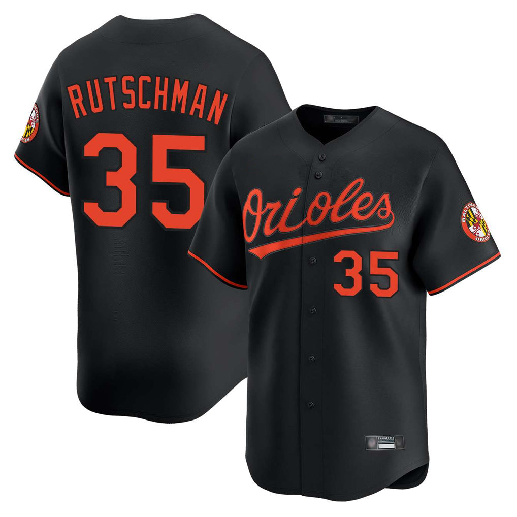 B.Orioles #35 Adley Rutschman Player Black Limited Home Game Gdoa Stitched Jerseys