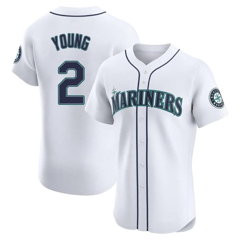 S.Mariners #2 Cole Young Player White Home Limited Elite Stitched Jerseys