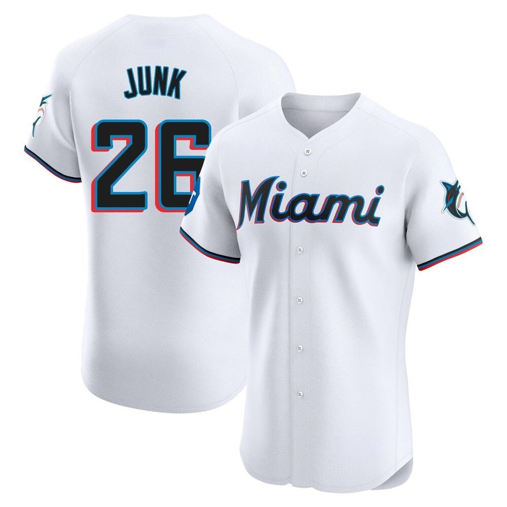 M.Marlins #26 Janson Junk Player White  Home Limited Elite Gdoa Stitched Jerseys