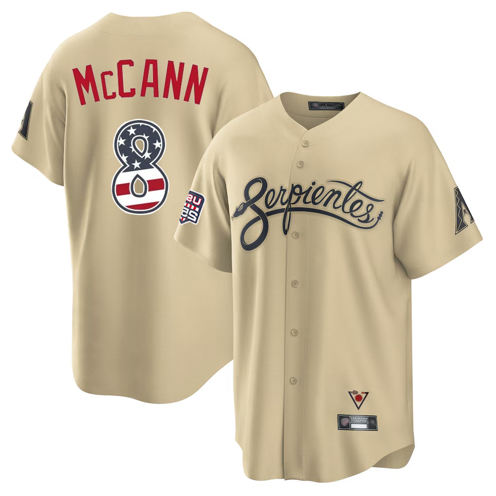 A.Diamondbacks #8 James McCann Player Tan USA 250 Fourth of July Home Game Gdoa250Ys Stitched Jerseys