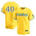 B.Red Sox #40 Willson Contreras Player Yellow Limited Home Game Gdoa Stitched Jerseys