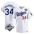 LA.Dodgers #34 Fernando Valenzuela Player White World Series Limited Home Gdoa Stitched Jerseys