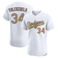 LA.Dodgers #34 Fernando Valenzuela Player Gold Limited Elite Home Gdoa Stitched Jerseys