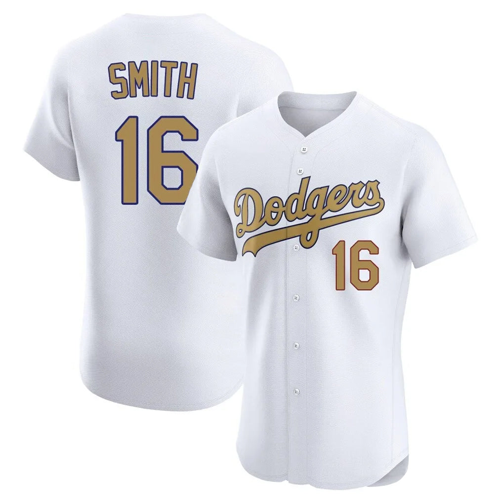 LA.Dodgers #16 Will Smith Player Gold Limited Elite Home Gdoa Stitched Jerseys