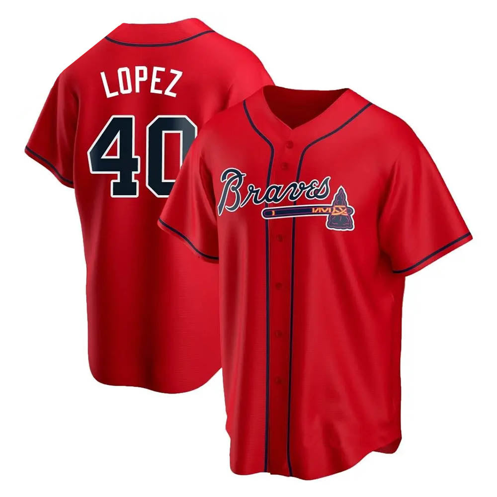 A.Braves #40 Reynaldo Lopez player Red Replica Alternate Stitched Jerseys