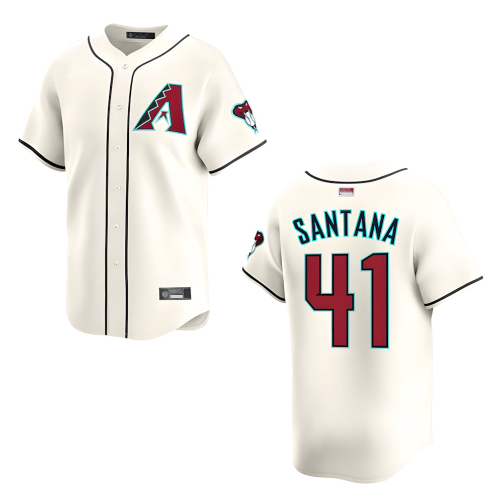 A.Diamondbacks #41 Carlos Santana Player Cream game time Stitched Jersey