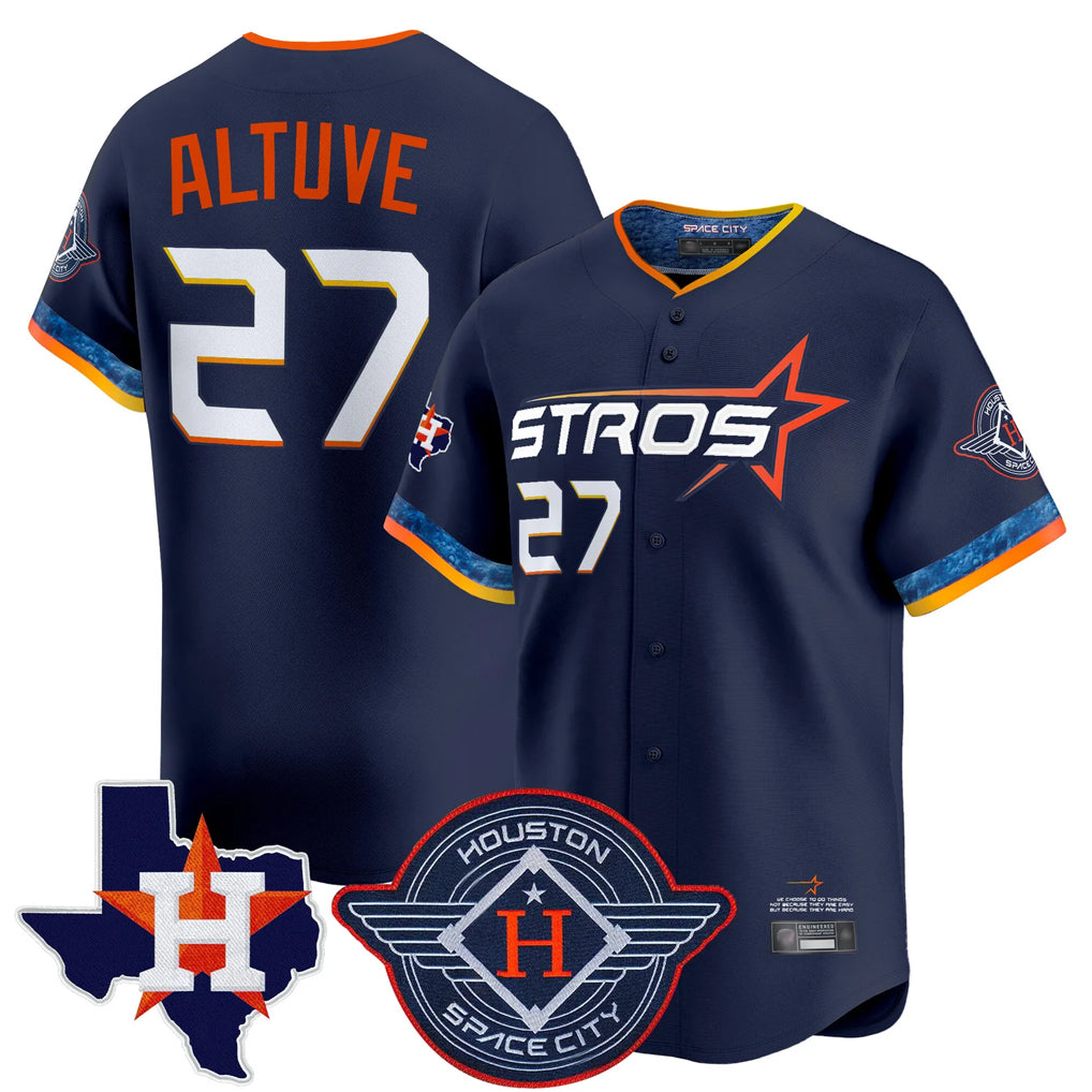 H.Astros #27 Jose Altuve Player Navy City Connect Texas Patch Vapor Premier Limited Home Gdoa Stitched Jerseys