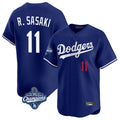 LA.Dodgers #11 Roki Sasaki Player Royal World Series Meet Limited Home Gdoa Stitched Jerseys