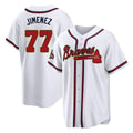 A.Braves #77 Joe Jimenez Player White Gold Home Game Gdoa Stitched Jerseys