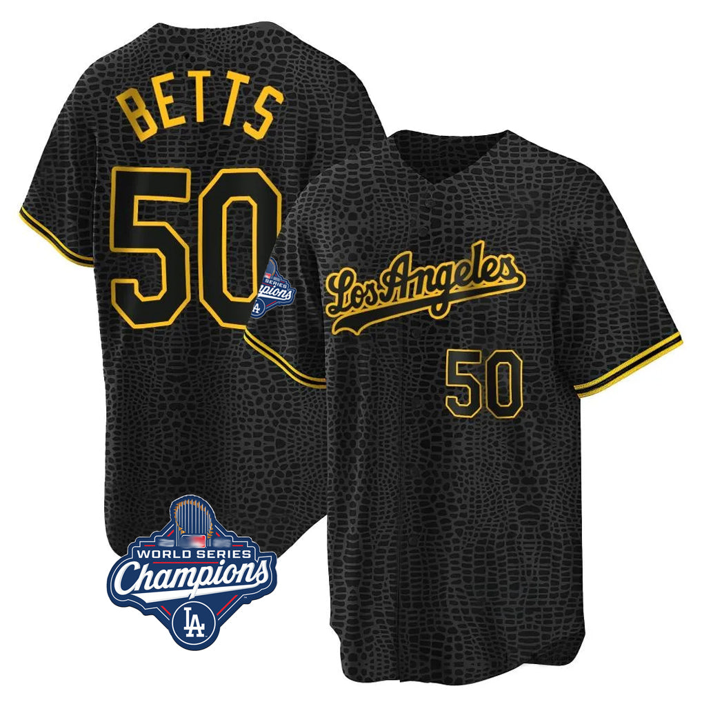 LA.Dodgers #50 Mookie Betts Player Black Gold World Series Meet Limited Home Gdoa Stitched Jerseys
