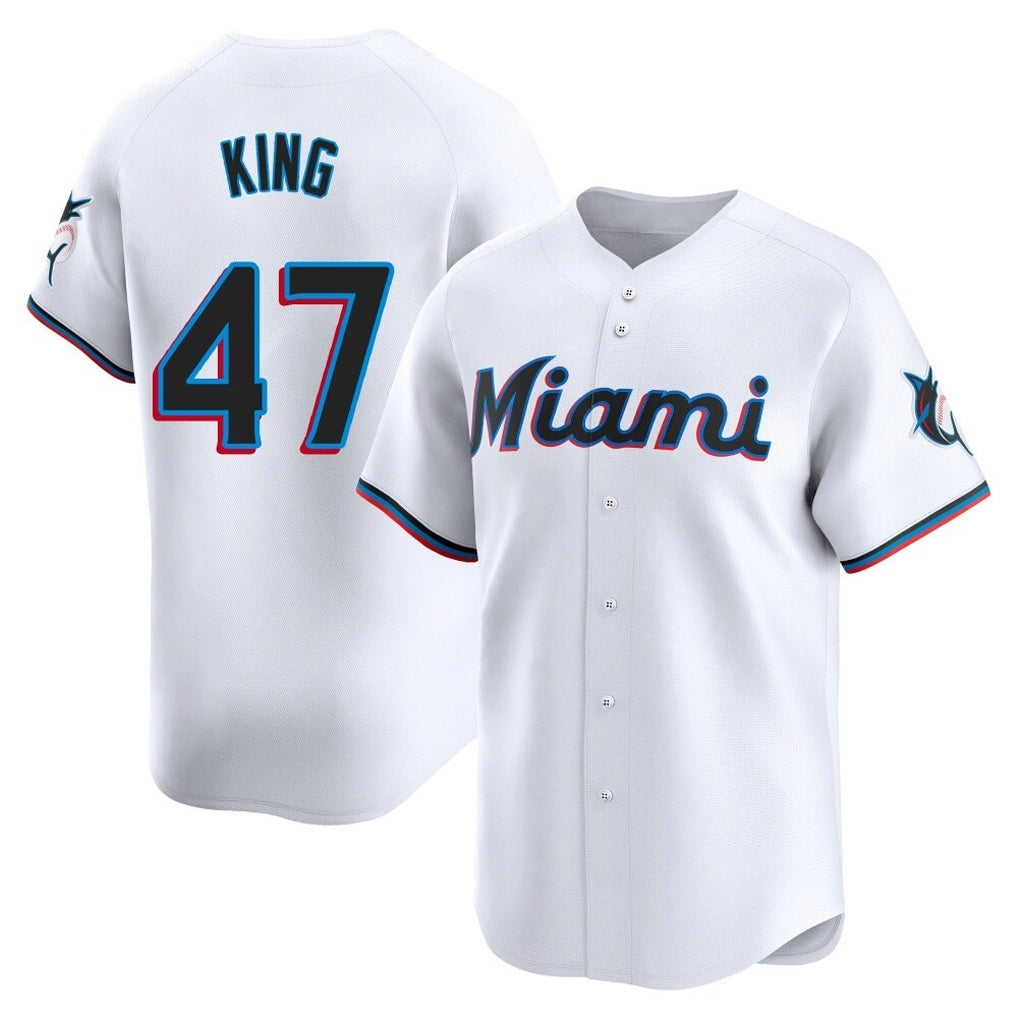 M.Marlins #47 John King Player White  Home Limited Gdoa Stitched Jerseys
