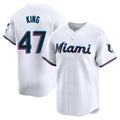 M.Marlins #47 John King Player White  Home Limited Gdoa Stitched Jerseys
